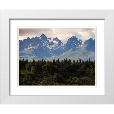 Mountain View 44 White Modern Wood Framed Art Print with Double Matting by Lee, Rachel