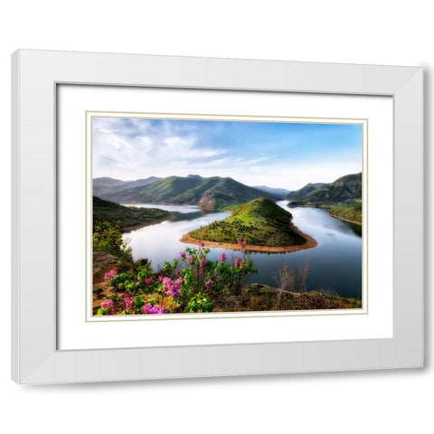 Mountain View 46 White Modern Wood Framed Art Print with Double Matting by Lee, Rachel