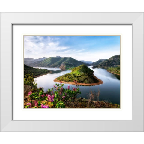 Mountain View 46 White Modern Wood Framed Art Print with Double Matting by Lee, Rachel