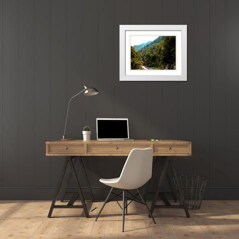 Mountain View 48 White Modern Wood Framed Art Print with Double Matting by Lee, Rachel