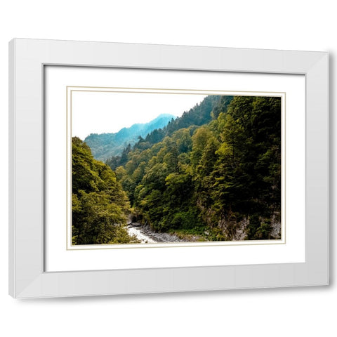 Mountain View 48 White Modern Wood Framed Art Print with Double Matting by Lee, Rachel