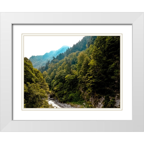 Mountain View 48 White Modern Wood Framed Art Print with Double Matting by Lee, Rachel