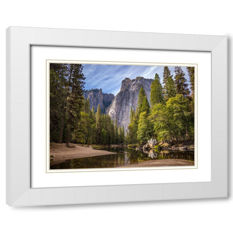 Mountain View 50 White Modern Wood Framed Art Print with Double Matting by Lee, Rachel