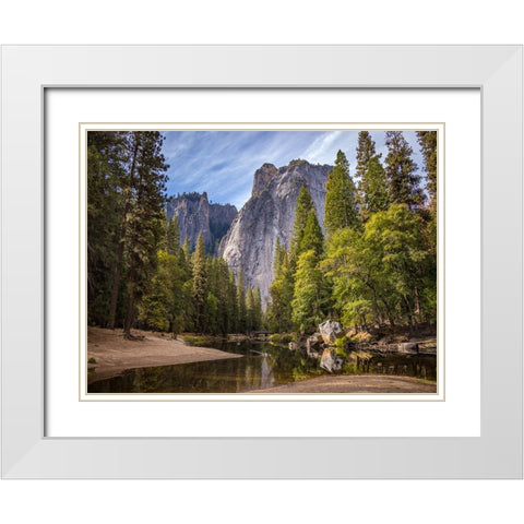 Mountain View 50 White Modern Wood Framed Art Print with Double Matting by Lee, Rachel