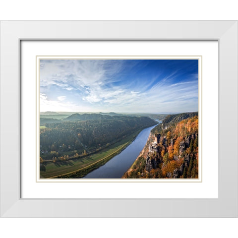 Mountain View 51 White Modern Wood Framed Art Print with Double Matting by Lee, Rachel