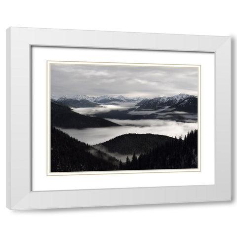 Mountain View 58 White Modern Wood Framed Art Print with Double Matting by Lee, Rachel