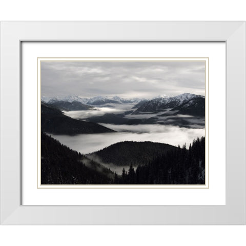 Mountain View 58 White Modern Wood Framed Art Print with Double Matting by Lee, Rachel