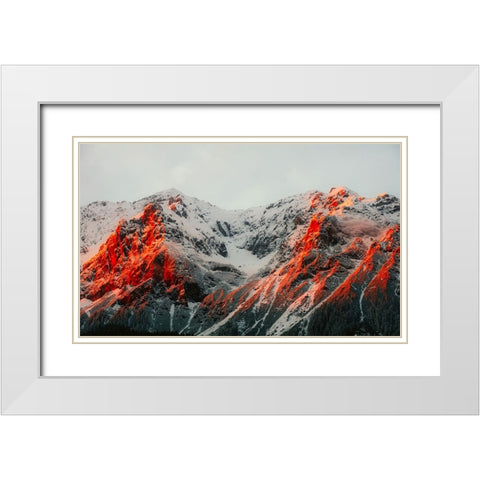 Mountain View 63 White Modern Wood Framed Art Print with Double Matting by Lee, Rachel