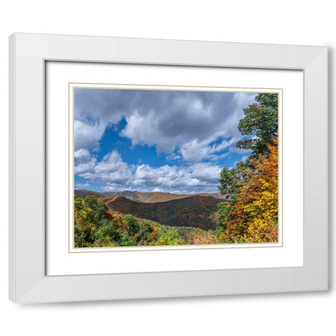 NC Fall Mountains 7 White Modern Wood Framed Art Print with Double Matting by Lee, Rachel