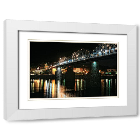 Night Bridge White Modern Wood Framed Art Print with Double Matting by Lee, Rachel