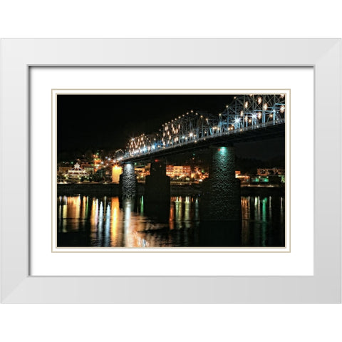 Night Bridge White Modern Wood Framed Art Print with Double Matting by Lee, Rachel
