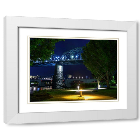 Night Park White Modern Wood Framed Art Print with Double Matting by Lee, Rachel