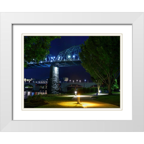 Night Park White Modern Wood Framed Art Print with Double Matting by Lee, Rachel