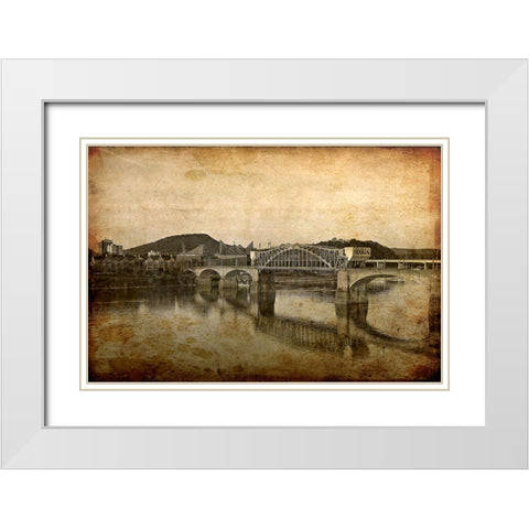 Nooga Bridge White Modern Wood Framed Art Print with Double Matting by Lee, Rachel