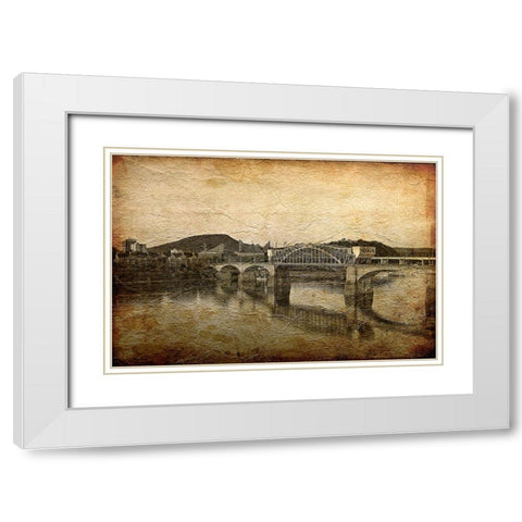 Nooga Bridge Crackle Texture White Modern Wood Framed Art Print with Double Matting by Lee, Rachel