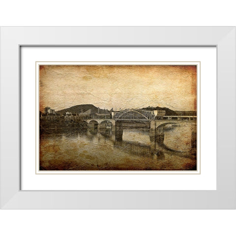 Nooga Bridge Crackle Texture White Modern Wood Framed Art Print with Double Matting by Lee, Rachel