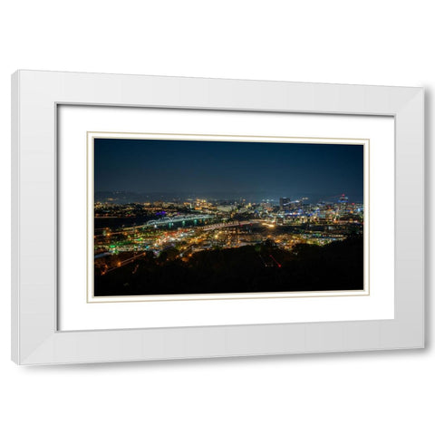 Northshore Lights White Modern Wood Framed Art Print with Double Matting by Lee, Rachel
