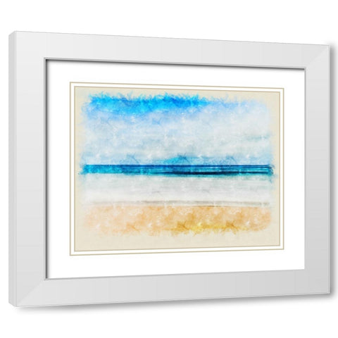 Ocean 10 Watercolor White Modern Wood Framed Art Print with Double Matting by Lee, Rachel