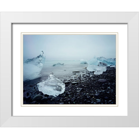 Ocean 17 White Modern Wood Framed Art Print with Double Matting by Lee, Rachel