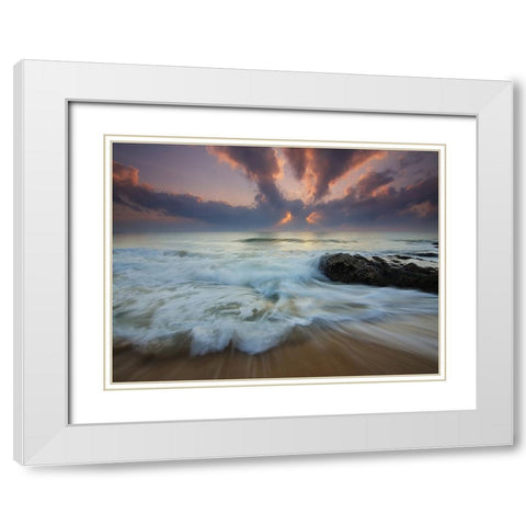 Ocean 24 White Modern Wood Framed Art Print with Double Matting by Lee, Rachel