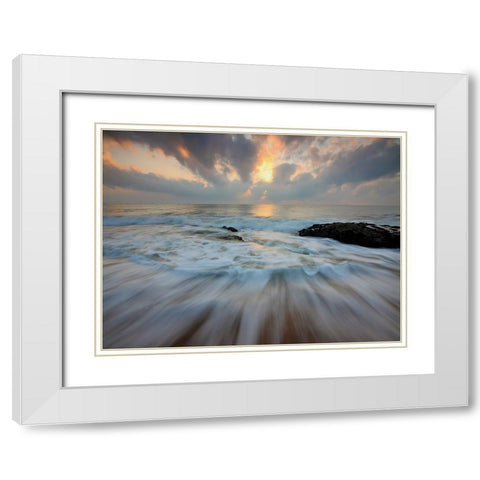 Ocean 25 White Modern Wood Framed Art Print with Double Matting by Lee, Rachel