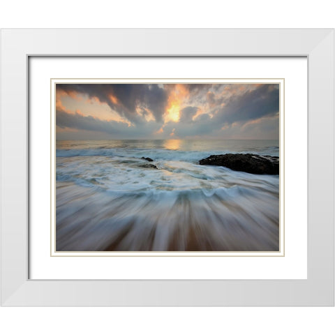 Ocean 25 White Modern Wood Framed Art Print with Double Matting by Lee, Rachel