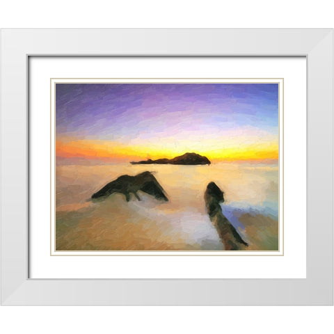 Ocean 26 White Modern Wood Framed Art Print with Double Matting by Lee, Rachel