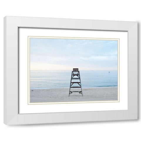 Ocean 30 White Modern Wood Framed Art Print with Double Matting by Lee, Rachel