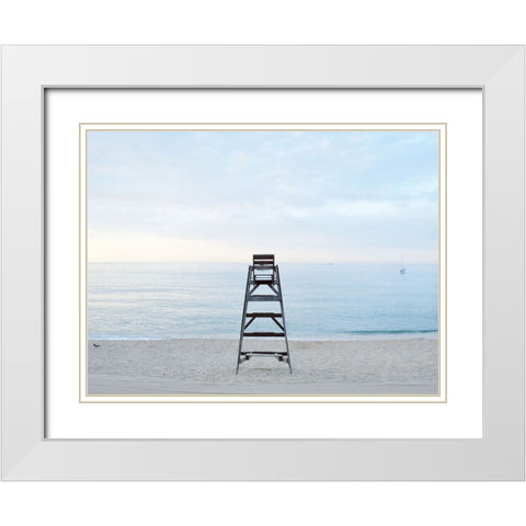 Ocean 30 White Modern Wood Framed Art Print with Double Matting by Lee, Rachel