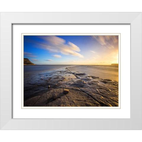 Ocean 55 White Modern Wood Framed Art Print with Double Matting by Lee, Rachel