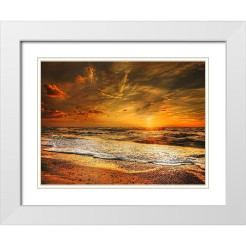 Ocean 56 White Modern Wood Framed Art Print with Double Matting by Lee, Rachel