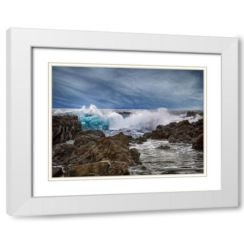 Ocean 57 White Modern Wood Framed Art Print with Double Matting by Lee, Rachel