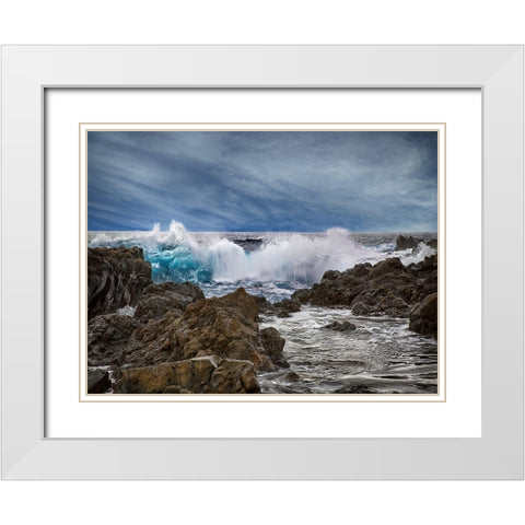 Ocean 57 White Modern Wood Framed Art Print with Double Matting by Lee, Rachel