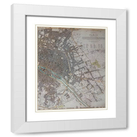 Paris Map Antique White Modern Wood Framed Art Print with Double Matting by Lee, Rachel