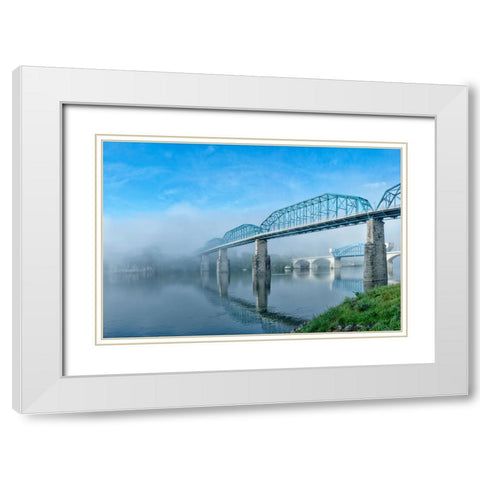 Peaceful River View White Modern Wood Framed Art Print with Double Matting by Lee, Rachel