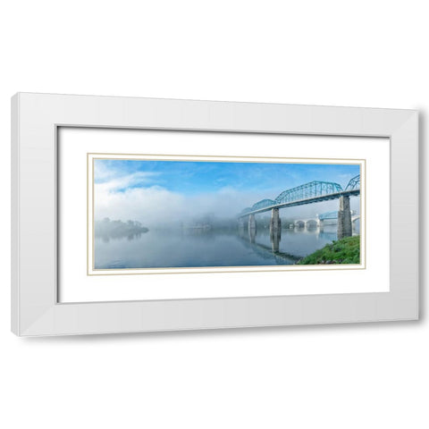 Peaceful River View Pano White Modern Wood Framed Art Print with Double Matting by Lee, Rachel