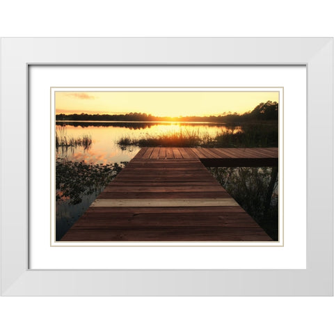 Pier 3 White Modern Wood Framed Art Print with Double Matting by Lee, Rachel
