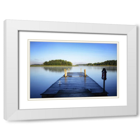 Pier 4 White Modern Wood Framed Art Print with Double Matting by Lee, Rachel