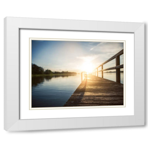 Pier 5 White Modern Wood Framed Art Print with Double Matting by Lee, Rachel