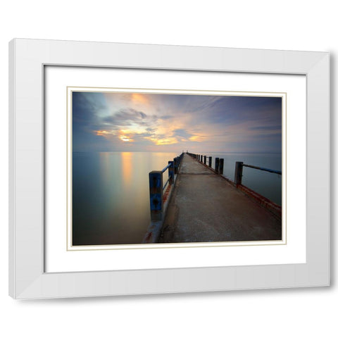 Pier 6 White Modern Wood Framed Art Print with Double Matting by Lee, Rachel