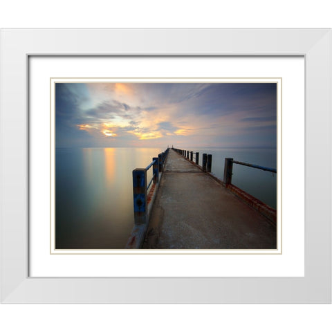 Pier 6 White Modern Wood Framed Art Print with Double Matting by Lee, Rachel