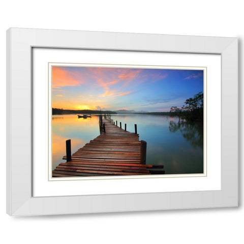 Pier 7 White Modern Wood Framed Art Print with Double Matting by Lee, Rachel