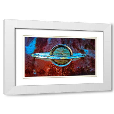 Planet Emblem White Modern Wood Framed Art Print with Double Matting by Lee, Rachel
