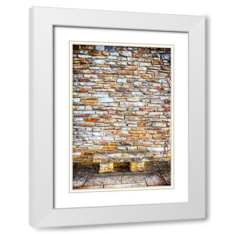 Point Park Bench White Modern Wood Framed Art Print with Double Matting by Lee, Rachel