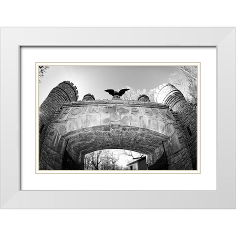 Point Park Gate BW White Modern Wood Framed Art Print with Double Matting by Lee, Rachel