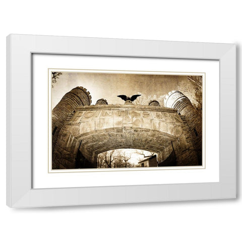 Point Park Gate Textured White Modern Wood Framed Art Print with Double Matting by Lee, Rachel
