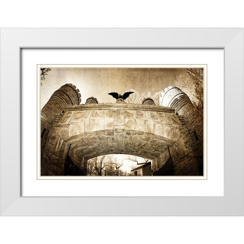 Point Park Gate Textured White Modern Wood Framed Art Print with Double Matting by Lee, Rachel