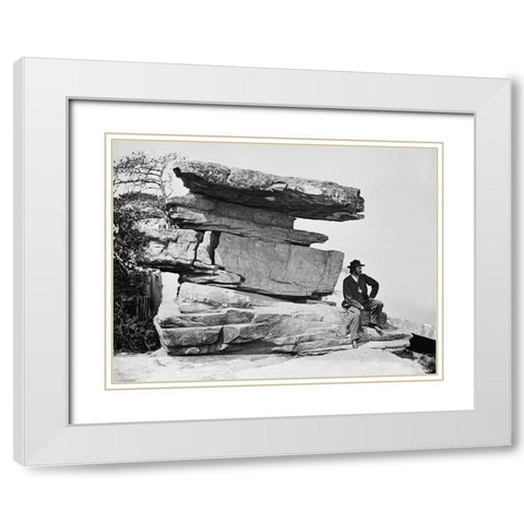 Point Rock 1 White Modern Wood Framed Art Print with Double Matting by Lee, Rachel