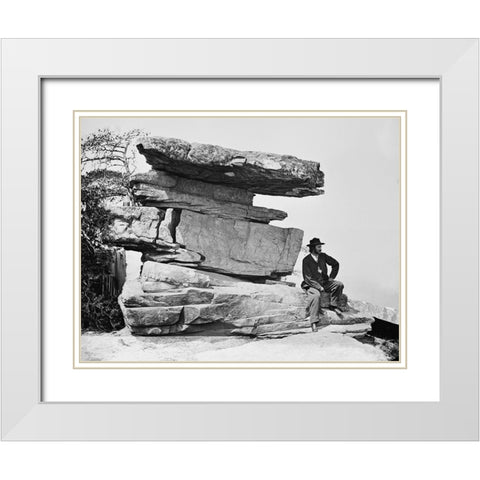 Point Rock 1 White Modern Wood Framed Art Print with Double Matting by Lee, Rachel