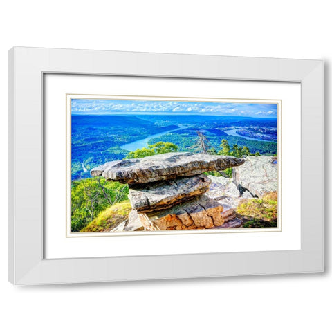 Point Rock Now 1 White Modern Wood Framed Art Print with Double Matting by Lee, Rachel